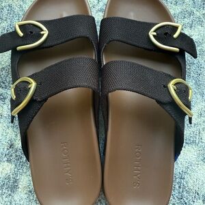 Rothy's Black and Brown Minimalist Sandals
